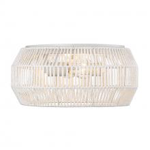  6076-FM WHT-WR - Marlee WHT 2 Light Flush Mount in Matte White with Bleached White Raphia Rope Shade